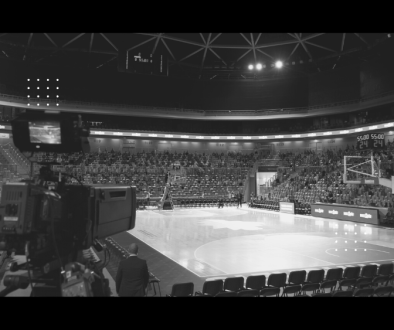 Empty basketball court.